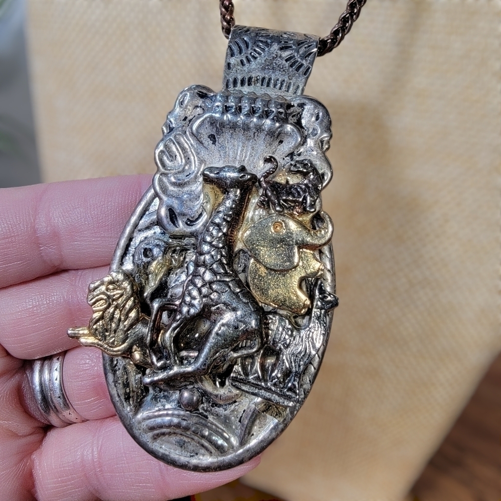 Safari Animal Metal Pendant Necklace